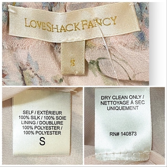 LoveShackFancy Silk Floral Popover‎ Mini Dress  Size S, Pink floral - Picture 12 of 14